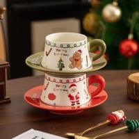 ราคา ซานตาคลอสถ้วยกาแฟเซรามิกจานรองแก้วคู่ของขวัญวันเกิดของขวัญประณีต (54751832364)