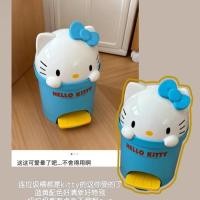 ราคา ถังขยะตั้งโต๊ะ Hello Kitty Push Cover Typeถังขยะน่ารักสะดวกหอพักห้องนอนเดสก์ท็อปสีแดงสีฟ้าถังเก็บ (51101823424)
