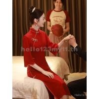 ราคา Cheongsam สีแดง2023ใหม่หนุ่มขนมปังชุดเจ้าสาวแต่งงานหมั้นครอบครัวเยี่ยมชมรองเท้าชุดหญิงสไตล์จีน zpmc (29216151835)