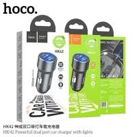 ราคา Hoco HK42 หัวชาร์จรถ Dual Port Car charge with light แบบ2USB สินค้าของแท้100 (44217888958)