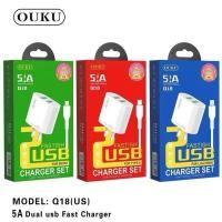 ราคา แท้100 ส่งไว OUKU Q18 หัวชาร์จ2USBพร้อมสายชาร์จ 5A ชาร์จเร็ว fast charger set ไม่รองรับ Quick Charge 3 0 (29791233209)