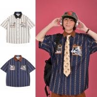 ราคา สด ยอดเยี่ยม ญี่ปุ่นย้อนยุคการ์ตูนปักแนวตั้งลายเสื้อแขนสั้นฤดูร้อนผู้ชายและผู้หญิงเสื้อลําลองหลวม (27036075277)