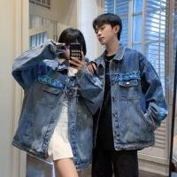 ราคา แจ็คเก็ตยีนส์หลวมสำหรับคู่รัก ดีไซน์ย้อนยุคพร้อมกระเป๋าพิเศษ (45851234027)