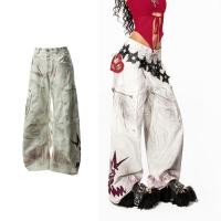 ราคา กางเกงยีนส์วินเทจสไตล์อเมริกัน สำหรับชายและหญิง ลายพิมพ์และปักแพทช์ ดีไซน์ยอดเยี่ยมในซัมเมอร์ (42464105108)