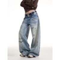 ราคา กางเกงยีนส์ขากว้างทรงหลวม พิมพ์ลายกราฟฟิตี้สไตล์อเมริกัน เหมาะสำหรับฤดูใบไม้ร่วง (42018512883)