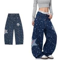 ราคา กางเกงยีนส์ขากว้างปักลายดาวสไตล์อเมริกันย้อนยุคสำหรับฤดูใบไม้ร่วง ทั้งผู้ชายและผู้หญิง (41765649625)