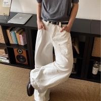 ราคา กางเกงยีนส์ผู้ชาย สไตล์ย้อนยุค อเมริกัน เอวสูง ทรงหลวม สีขาว สวมใส่ง่าย เหมาะสำหรับคนชอบสไตล์สมัยใหม่ (40125470261)