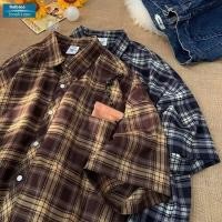 ราคา Live GREAT American high street ลายสก๊อตเสื้อแขนสั้นฤดูร้อนผู้ชายและผู้หญิงเสื้อหลวม (29979169118)