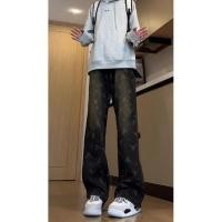 ราคา Live GREAT กางเกงขายาวผู้ชายอเมริกันย้อนยุคนก jacquard เย็บปักถักร้อยพิมพ์เต็มรูปแบบผ้ายีนส์หลวมตรง (27369660511)