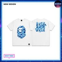 ราคา HH เสื้อเชิ้ตแขนยาวพิมพ์ลาย Street BLUE BAPE NEVERLOSE (41454207546)