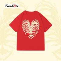 ราคา Heart Shaped Ribcage Graphic Cotton Crew Neck T shirt Trendy Casual Edgy Inspired Tee with Unique Design (43155841045)