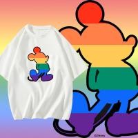 ราคา ผ้าฝ้ายพรีเมี่ยมลูกเรือ เสื้อยืดคอกับ LGBTQ กราฟิกมิกกี้สายรุ้งธีม อินเทรนด์กับความงามและการออกแบบขี้เล่น เสื้อยืดแฟชั่นลําลอง (42955252160)