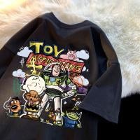 ราคา Pofloret เสื้อยืดลายการ์ตูน Oversize Washed ผ้าฟอกวินเทจ สีดําเข้ม สไตล์เรโทรฮิปฮอป (41651000791)