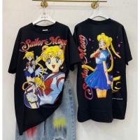 ราคา หมดวงกลม เสื้อยืดเซเลอร์มูนสีดําลายคู่ด้านหน้าด้านหลังสไตล์อะนิเมะเต็ม (27532390283)