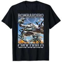 ราคา Premium Cotton Crew Neck T Shirt withBombardiro Crocodilo Graphic Featuring Bold Surreal Design Crocodile Aircraft Elements Unique Casual Tee (40154939843)