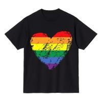 ราคา ผ้าฝ้ายพรีเมี่ยมลูกเรือ เสื้อยืดคอกับ LGBTQ กราฟิกหัวใจสายรุ้ง การออกแบบ Edgy และอินเทรนด์ แฟชั่น Casual Tee (42755266442)
