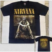 ราคา NIRVANA NIRVANA Band Tribute to T Shirt Classic Rock Nostalgic Style Black Pure Cotton Short Sleeved Breathable สบาย Smiley Face Character Print Men Women Same Style Loose All Match Rock Fan Periphera