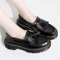 ราคา ใหม่ สีดำ รองเท้า Loafers สำหรับผู้ชาย เรียบ รองเท้าโรงเรียน ป้องกันการลื่น สะดวกสบาย รองเท้าหนัง (43013921988)