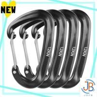 ราคา Direct From Japan TRIWONDER Locking carabiner 12kN 1200kg mountaineering button Ultra lightweight aluminum carabiner Locking carabiner for hammock camping Self locking backpack hook Anti loss Black 4 