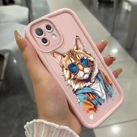 ราคา เคสสำหรับ Xiaomi 11 Lite 4G 11 Lite 5G Ne เคสโทรศัพท์แมวที่ใส่แว่นสามสีซิลิโคนกันกระแทก (51150911792)
