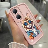 ราคา เคสสำหรับ VIVO Y27 Y36 4G Y36 5G Y27 5G Y77T Y27s Y35 Y35 5G เคสโทรศัพท์แมวที่ใส่แว่นสามสีซิลิโคนกันกระแทก (47950946604)