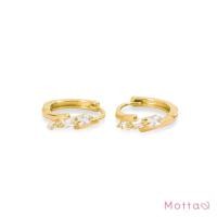 ราคา Motta Earring ต่างหูห่วงชุบทองคำขาว ต่างหูฝังเพชร (28623480610)