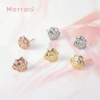 ราคา Motta Earring ต่างหูติดหูชุบทองคำขาว ดอกกุหลาบประดับเพรช (41873068801)