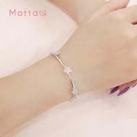 ราคา Motta Bangle กำไลข้อมือชุบทองคำขาว ดอกไม้ 3 ดอกสุดน่ารัก (43463903708)