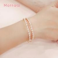 ราคา Motta Bangle กำไลข้อมือชุบทองคำขาว ดีไซน์ 2 เลเยอร์เพชรเรียบหรู (43463893436)