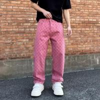 ราคา กางเกงยีนส์ผู้ชาย สไตล์อเมริกัน ทำจากผ้าแจ็คการ์ด พิมพ์ลายเต็มตัว สวมใส่ง่ายและสบาย (42063913123)