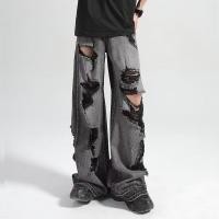 ราคา กางเกงยีนส์สีดำทรงเรโทร ขาบาน ลายซักกรุบและมีรอยฉีก (41323923887)