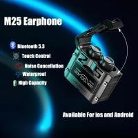 ราคา M25หูฟังบลูทูธหูฟังไร้สาย TWS ระบบควบคุมแบบสัมผัสลดเสียงรบกวนชุดหูฟังหูฟังกันน้ำสเตอริโอ (28761694131)
