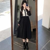 ราคา ชุดเดรสแขนยาว คอปกโปโล ความยาวปานกลาง สีคอนทราสต์ แฟชั่นฤดูใบไม้ร่วง สไตล์เกาหลี สําหรับผู้หญิง (23377679762)