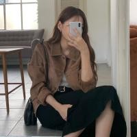 ราคา Spring Retro Lapel Double Pocket Design Loose Womens Workwear Jacket 250318 (28480030672)