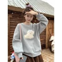 ราคา ฤดูหนาวเกาหลีรอบคอสุนัขปักเสื้อยืดแขนยาวผู้หญิง 241214 (28370678308)