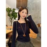 ราคา เสื้อยืดแขนยาวปักลายลูกไม้สไตล์วินเทจสำหรับผู้หญิงในฤดูหนาว 251113 (57851274261)