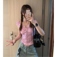 ราคา เสื้อย้อนยุคเปิดไหล่ลายสก๊อต สไตล์เกาหลี เหมาะสำหรับฤดูร้อน 250822 (43614488548)