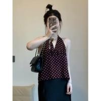 ราคา ฤดูร้อนย้อนยุคผู้หญิงสีแดงลายจุดเชือกแขวนคอเสื้อแขนกุดด้านบน 250520 (43151537251)