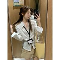 ราคา Summer Retro All match เสื้อเชิ้ตลูกไม้ปกสีทึบของผู้หญิง 250520 (42701536727)