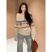 ราคา เสื้อไหมพรมเปิดไหล่สำหรับผู้หญิงสไตล์เกาหลีย้อนยุค 251029 (40275922081)