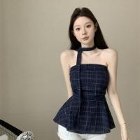 ราคา ฤดูร้อนผู้หญิงย้อนยุคคมชัดลายสก๊อตผิดปกติเสื้อแขนกุดเอว 250505 (27086065812)