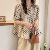 ราคา ฤดูร้อนผู้หญิงสไตล์ใหม่พัฟแขนลายจุด ก เส้น ผ้าฝ้ายและผ้าลินินเสื้อ 250325 (26280799552)
