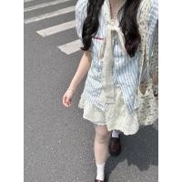 ราคา ฤดูร้อนใหม่เกาหลีโบว์แขนฟองลูกไม้เสื้อแขนสั้น 240513 (25630292449)