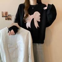 ราคา ฤดูใบไม้ร่วงผู้หญิงเกาหลีคอกลมโบว์ปักเสื้อยืดแขนยาวอเนกประสงค์ 240918 (25286175200)