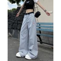 ราคา กางเกงทรงตรงขากว้างลายทางสำหรับผู้หญิง สไตล์เกาหลี 250701 (25045786530)