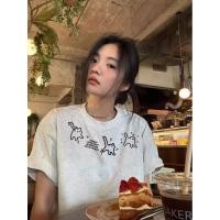 ราคา ฤดูร้อนผ้าฝ้ายแท้พิมพ์หลวมเสื้อยืดแขนสั้นผู้หญิง 250310 (24042481508)