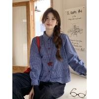 ราคา เสื้อเชิ้ตลายสก๊อตสีน้ําเงินแขนยาวเร้าใจของผู้หญิงฤดูใบไม้ผลิ 250325 (23790708573)