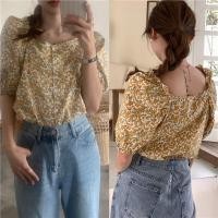 ราคา เสื้อเชิ้ตแขนสั้น คอสี่เหลี่ยม ทรงหลวม ลายดอกไม้ แฟชั่นฤดูร้อน สําหรับผู้หญิง (22947777413)