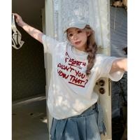 ราคา ฤดูร้อนใหม่ ตัวอักษรพิมพ์ หลวม ความยาวปานกลาง แขนสั้น เสื้อยืดผู้หญิง (22225539622)