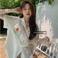 ราคา MUKOK เสื้อเชิ้ตแขนสั้น ปักลายดอกไม้ สไตล์เกาหลี แฟชั่นฤดูร้อน สําหรับผู้หญิง (17065628220)